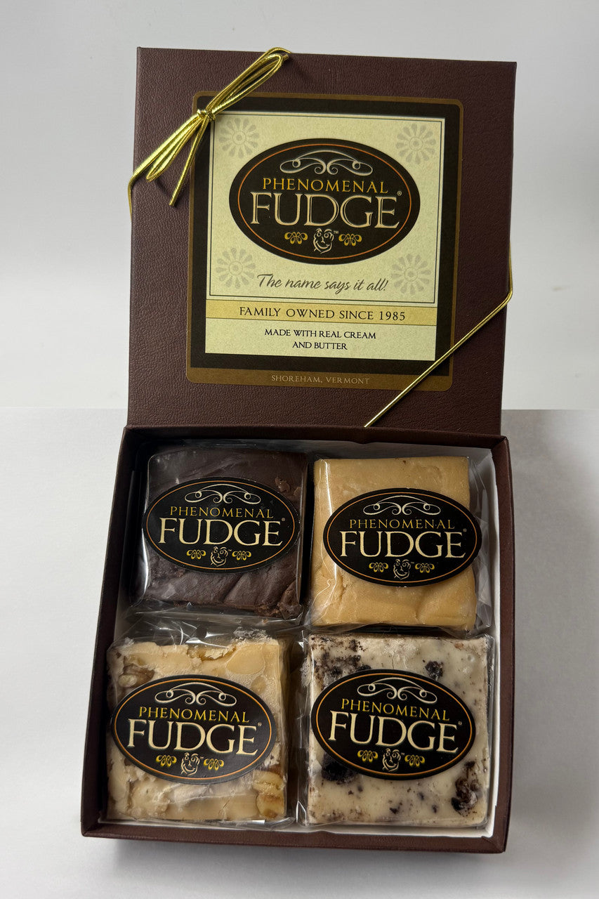 Four-Piece Fudge Sampler- Four quarter-pound fudge squares now on sale through Jan. 31.