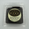 Packaged dark chocolate fudge with 'Phenomenal Fudge' label on a gray background
